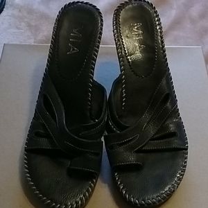 Black leather sandals